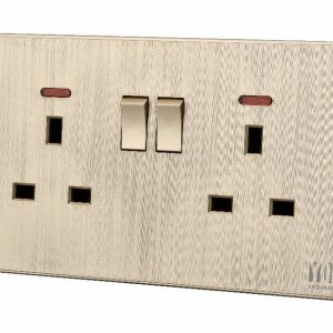 Double 13A switched socket with neon Piano GOLD